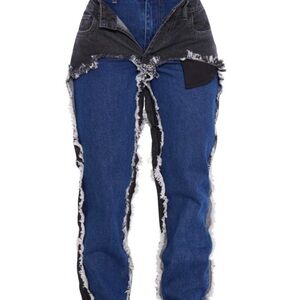 Women's Two-Tone Frayed Jeans
